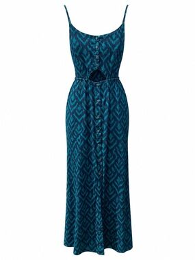 Roxy Teal Patterned Cutout Maxi Dress